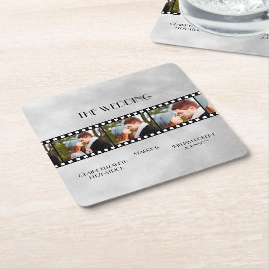 映画フィルムストリップフォトコラージュ結婚ズ スクエアペーパーコースター (アングル)