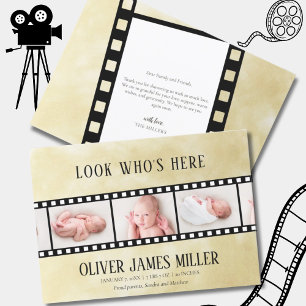 映画フィルムストリップ写真コラージュ誕生のお知らせ セーブザデート