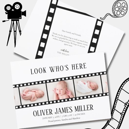 映画フィルムストリップ写真コラージュ誕生のお知らせ セーブザデート