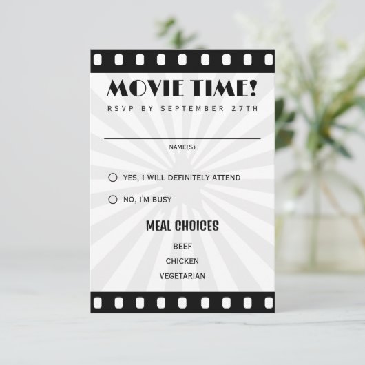 映画フィルムストリップ黒と白結婚の 出欠カード (スタンド正面)