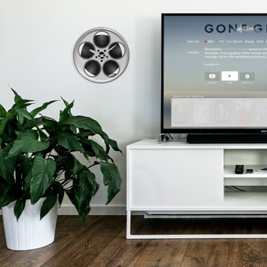 映画フィルムリールのホームシアター ラウンド壁時計