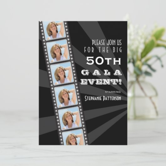 映画プリミアの有名人の第50誕生日の写真のお祭り 招待状 (スタンド正面)