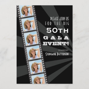 映画プリミアの有名人の第50誕生日の写真のお祭り 招待状