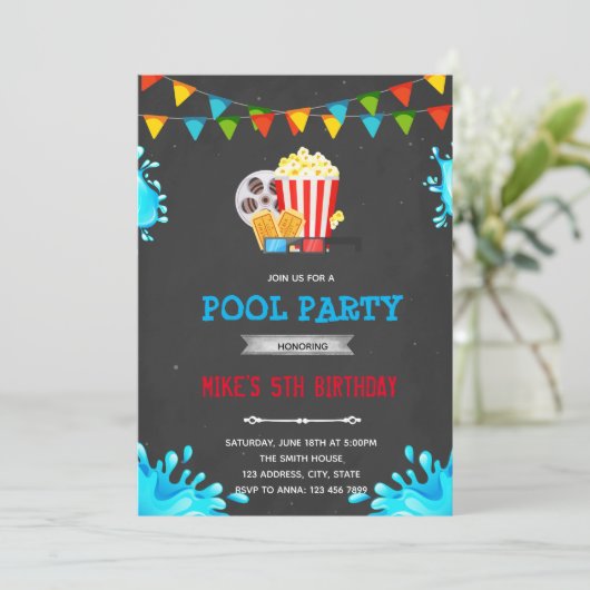 映画プールパーティーのご招待 招待状 (スタンド正面)