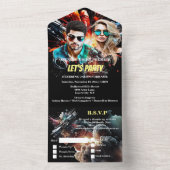 映画ポスターアクションドラマ大人誕生日パーティー オールインワン招待状 (内側)