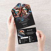 映画ポスターテーマ結婚のアクションヒーローズスリラー オールインワン招待状 (貼ってはがせる)