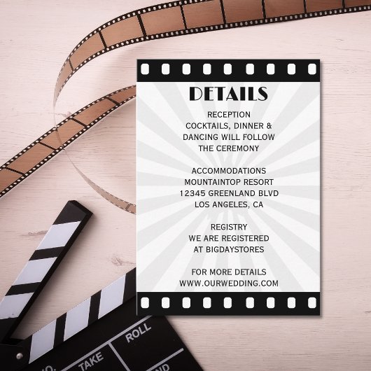 映画ポスターフィルムストリップ黒と白結婚の エンクロージャーカード