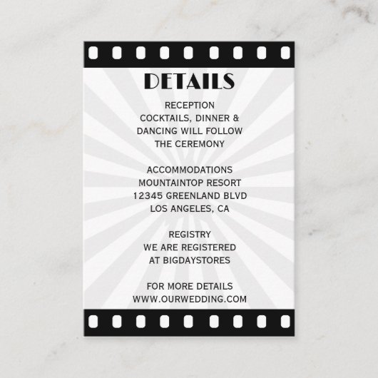 映画ポスターフィルムストリップ黒と白結婚の エンクロージャーカード (正面)