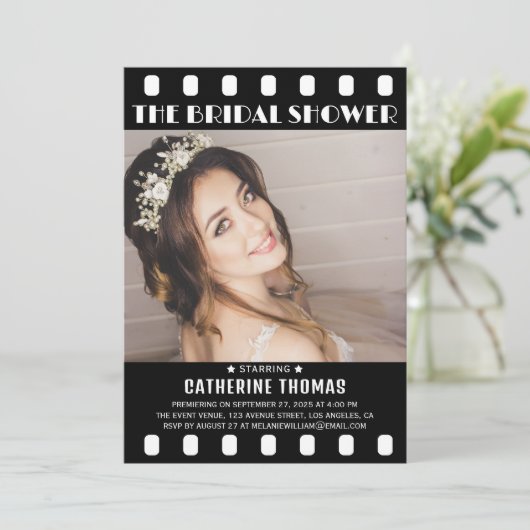 映画ポスターフィルムリールユニークブライダルシャワー 招待状 (スタンド正面)
