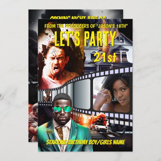 映画ポスターDIY写真ヒーローのスパイスリラー大人 招待状 (正面/裏面)