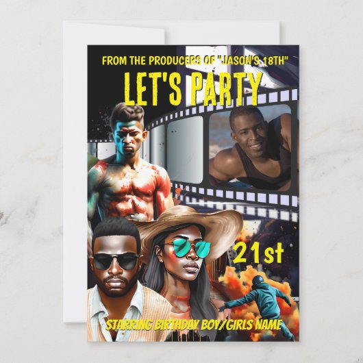 映画ポスターDIY写真大人の誕生日パーティーspy 招待状 (正面)