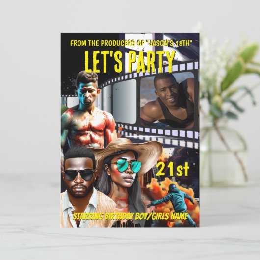 映画ポスターDIY写真大人の誕生日パーティーspy 招待状 (スタンド正面)