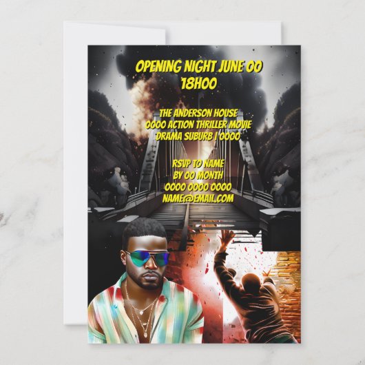 映画ポスターDIY写真大人の誕生日パーティーspy 招待状 (裏面)