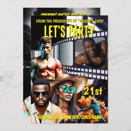 映画ポスターDIY写真大人の誕生日パーティーspy 招待状 (正面/裏面)