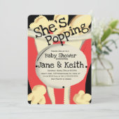 映画ポップコーンパーティー赤い手で描かれたバビーシャワー 招待状 (スタンド正面)