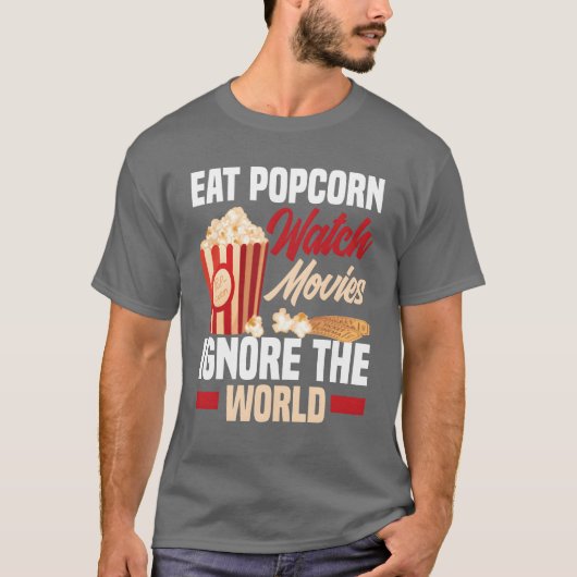 映画ポップコーン映画館友達 Tシャツ (正面)