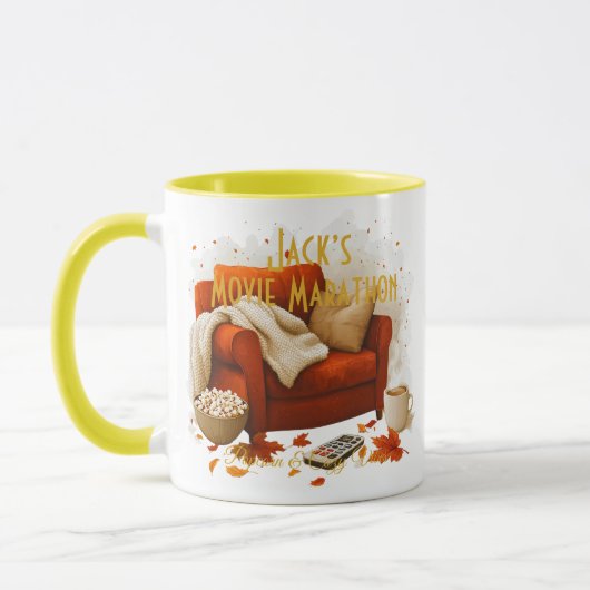 映画マラソンマグ – ポップコーン&コージーVibes Edition マグカップ (左)