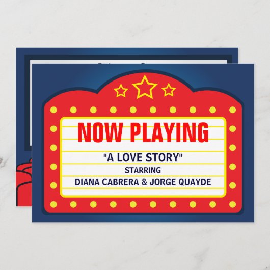 映画マーキーをテーマにした結婚披露宴招待状 招待状 (正面/裏面)