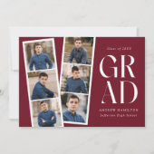 映画モダンストリップブルゴーニュ6写真卒業 案内状 (正面)