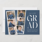 映画モダンストリップブルー6写真卒業パーティー 招待状 (正面)