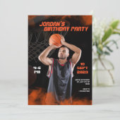 映画モダンバスケットボールのスポーティな写真誕生日 招待状 (スタンド正面)