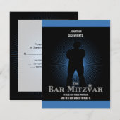 映画俳優のバーの（ユダヤ教の）バル・ミツバーの応答RSVPの黒い濃紺 出欠カード (正面/裏面)