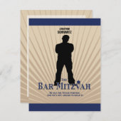 映画俳優のバーの(ユダヤ教の)バル・ミツバーRSVPの応答のタンの濃紺 出欠カード (正面/裏面)