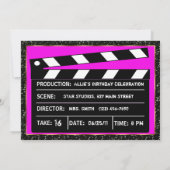 映画俳優のピンクのグリッターの招待 招待状 (裏面)