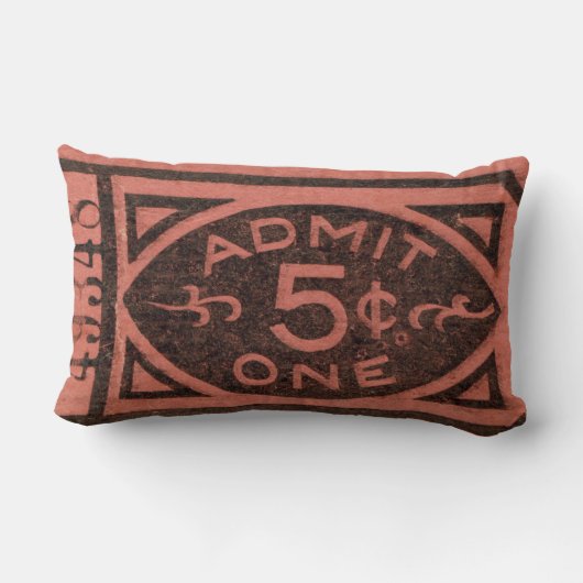 映画切符の半券のヴィンテージは5セント1つを是認します ランバークッション (裏面)