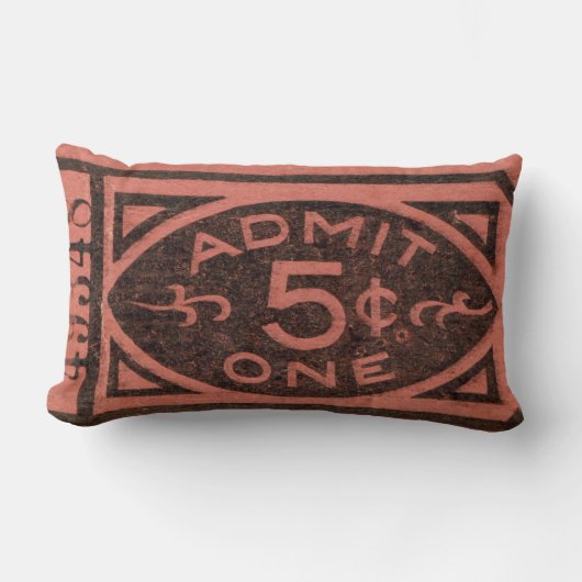 映画切符の半券のヴィンテージは5セント1つを是認します ランバークッション (正面)