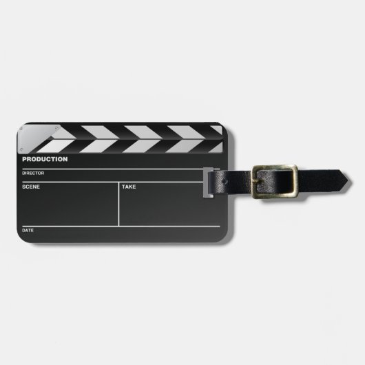 映画制作会社のカチンコのこつのラベル ラゲッジタグ (正面横)