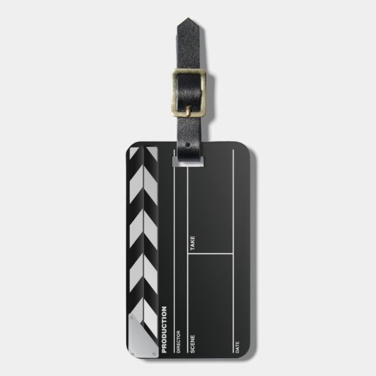 映画制作会社のカチンコのこつのラベル ラゲッジタグ (正面縦)