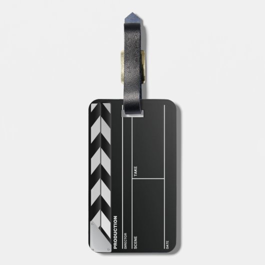 映画制作会社のカチンコのこつのラベル ラゲッジタグ (裏面縦)