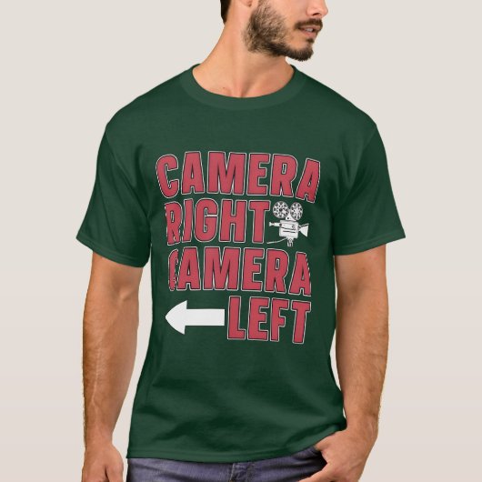 映画制作 カメラ右 カメラ左 映画監督 Tシャツ (正面)