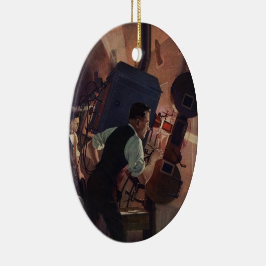 映画劇場映写技師、ヴィンテージ業 セラミックオーナメント (右)