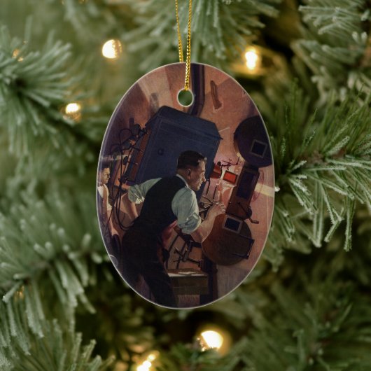 映画劇場映写技師、ヴィンテージ業 セラミックオーナメント (ツリー)