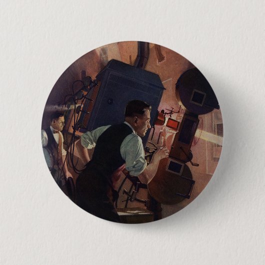 映画劇場映写技師、ヴィンテージ業 缶バッジ (正面)