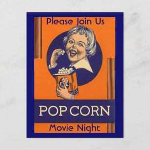 映画及びポップコーンのパーティの招待状のホームシアターNITE 招待状