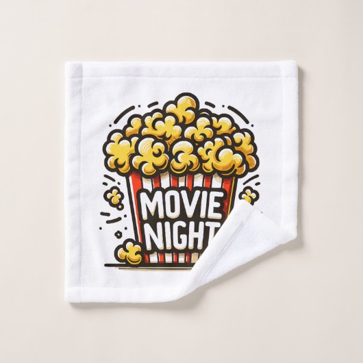 映画夜の喜び 遊び心のあるポップコーン ウォッシュタオル (ウォッシュタオル)
