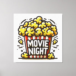 映画夜の喜び 遊び心のあるポップコーン キャンバスプリント