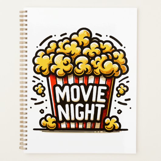 映画夜の喜び 遊び心のあるポップコーン プランナー手帳 (正面)