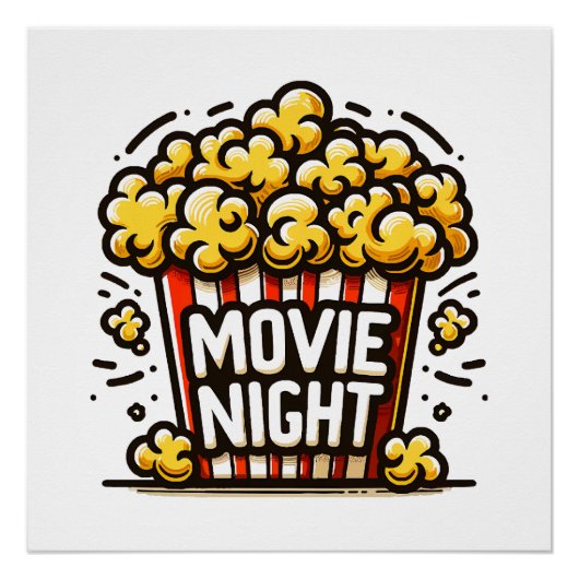 映画夜の喜び 遊び心のあるポップコーン ポスター (正面)