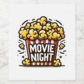 映画夜の喜び 遊び心のあるポップコーン ワインラベル (シングルラベル)