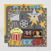 映画夜カスタムな写真の誕生日の招待状 招待状 (正面/裏面)