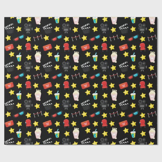 映画夜テーマのギフト用包装紙 ラッピングペーパー (フラット)