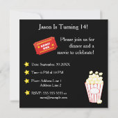 映画夜テーマのパーティの招待状 招待状 (裏面)