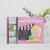 映画夜ピンクの映画館の誕生会の写真 招待状 (スタンド正面)