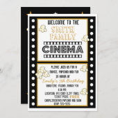 映画夜フィルムのストリップのポップコーンの誕生日の招待状 招待状 (正面/裏面)