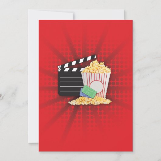 映画夜フィルムの映画館の誕生会の赤い招待 招待状 (裏面)