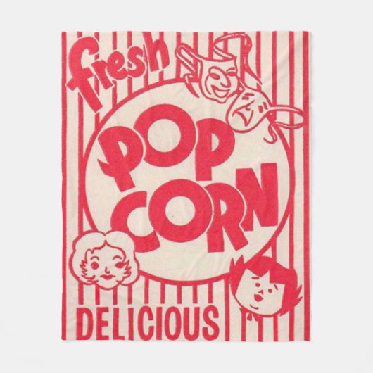 映画夜ポップコーン箱毛布 フリースブランケット (正面)